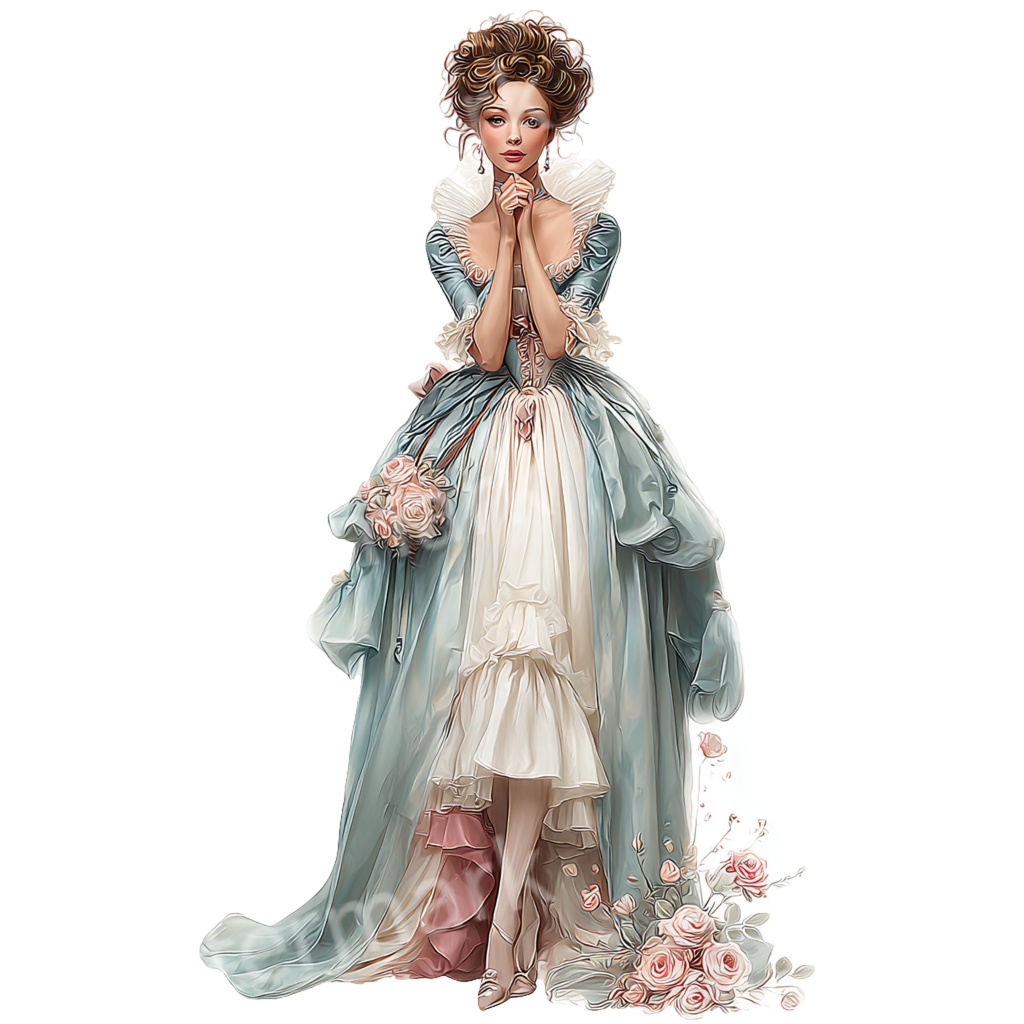 【商用可】ヴィクトリア朝の貴婦人クリップアートPNG40点セット|水彩クラシカル素材・エレガントな女性イラスト・ジャンクジャーナル向け