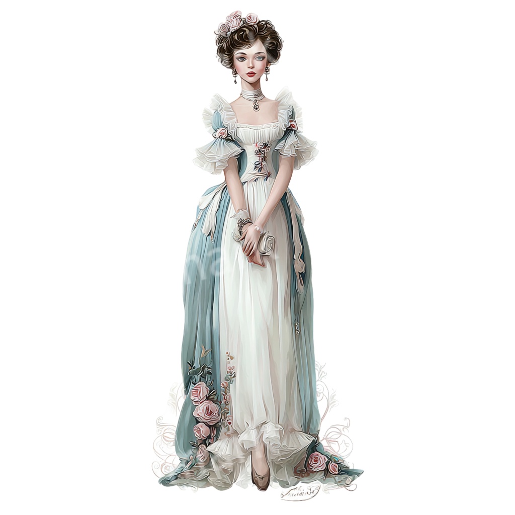 【商用可】ヴィクトリア朝の貴婦人クリップアートPNG40点セット|水彩クラシカル素材・エレガントな女性イラスト・ジャンクジャーナル向け