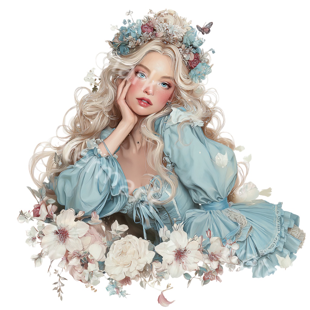 【商用利用OK】ファンタジープリンセスクリップアートPNG34点セット|水彩お姫様素材・ジャンクジャーナル向け