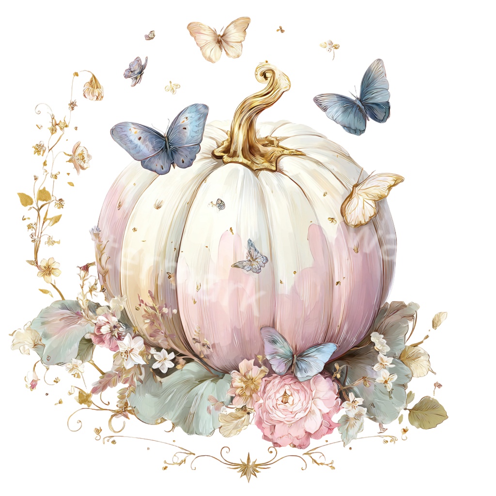 【商用利用OK】ファンタジーかぼちゃクリップアートPNG20点セット|水彩秋素材・ジャンクジャーナル向け