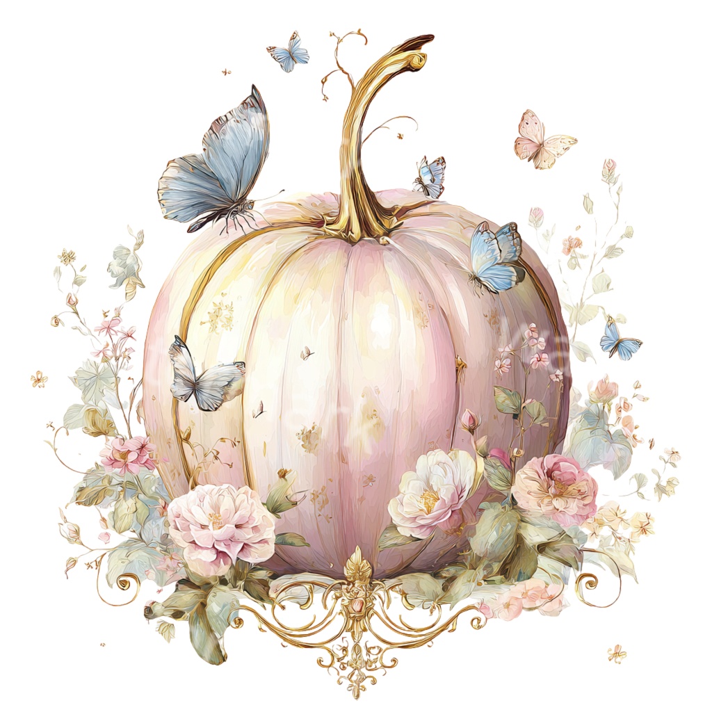 【商用利用OK】ファンタジーかぼちゃクリップアートPNG20点セット|水彩秋素材・ジャンクジャーナル向け