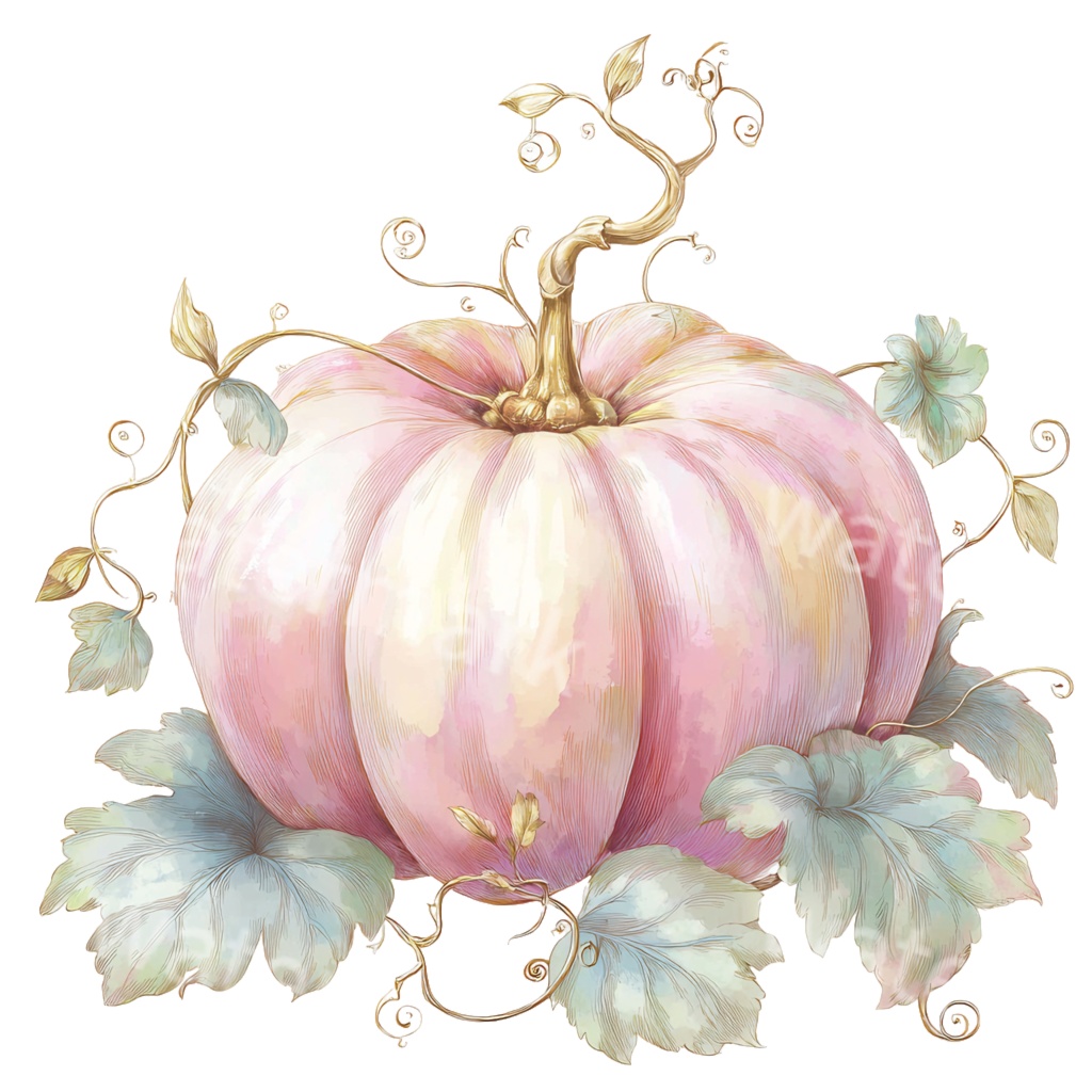 【商用利用OK】ファンタジーかぼちゃクリップアートPNG20点セット|水彩秋素材・ジャンクジャーナル向け