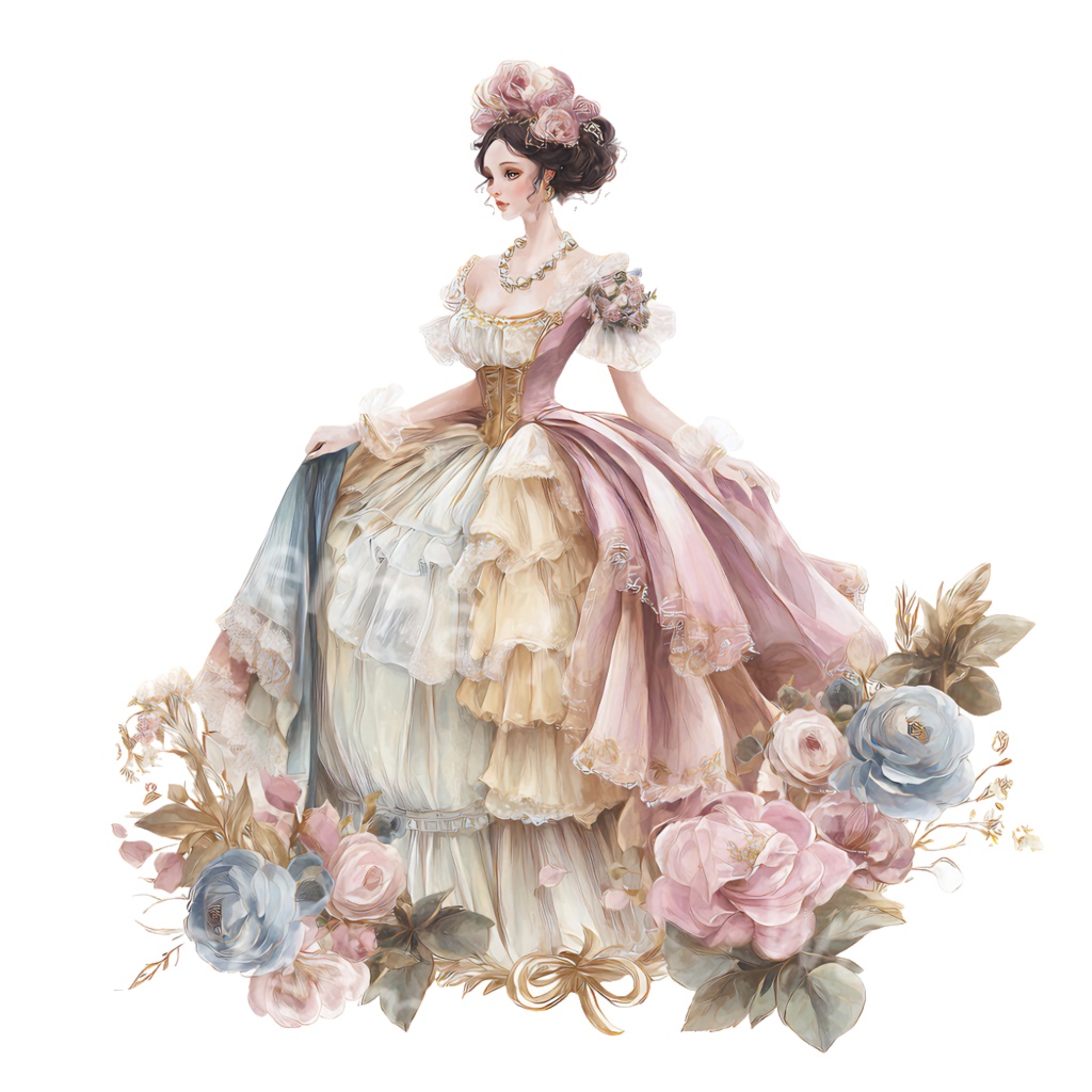 【商用利用OK】ヴィクトリアンプリンセスクリップアートPNG18点セット|水彩お姫様素材・ジャンクジャーナル向け