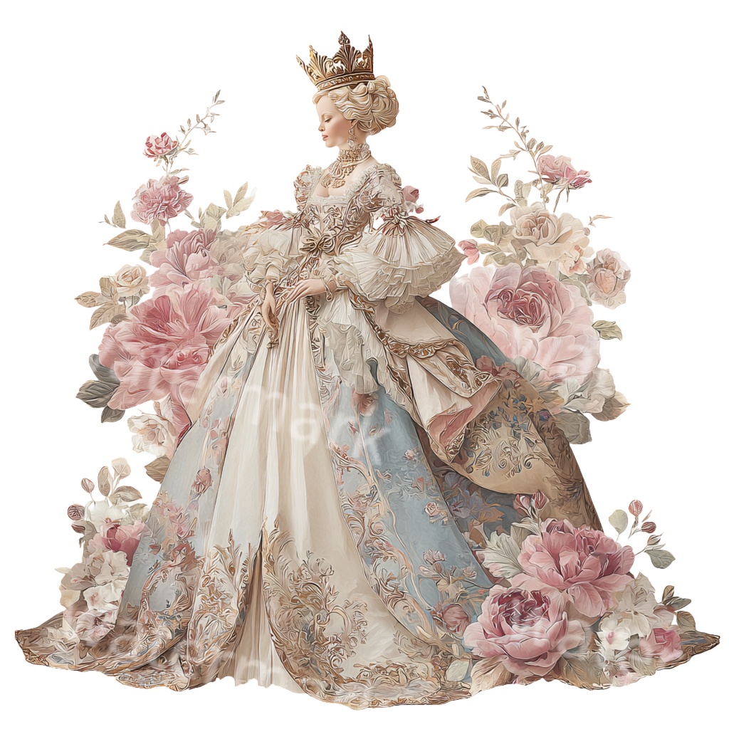 【商用利用OK】ヴィクトリアンプリンセスクリップアートPNG18点セット|水彩お姫様素材・ジャンクジャーナル向け