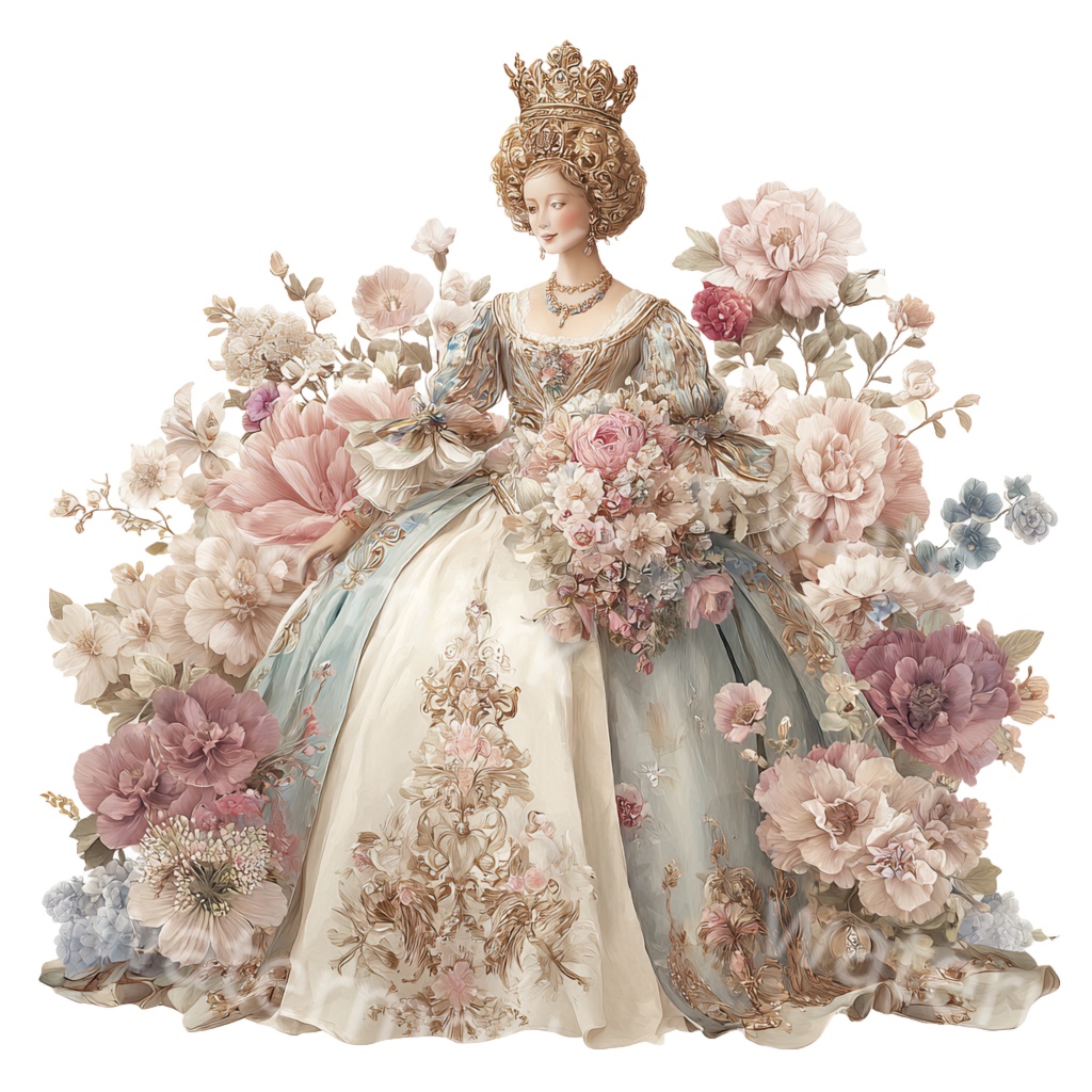 【商用利用OK】ヴィクトリアンプリンセスクリップアートPNG18点セット|水彩お姫様素材・ジャンクジャーナル向け