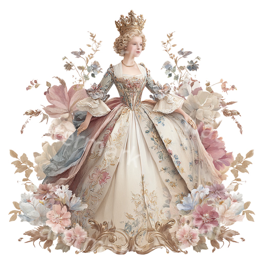 【商用利用OK】ヴィクトリアンプリンセスクリップアートPNG18点セット|水彩お姫様素材・ジャンクジャーナル向け