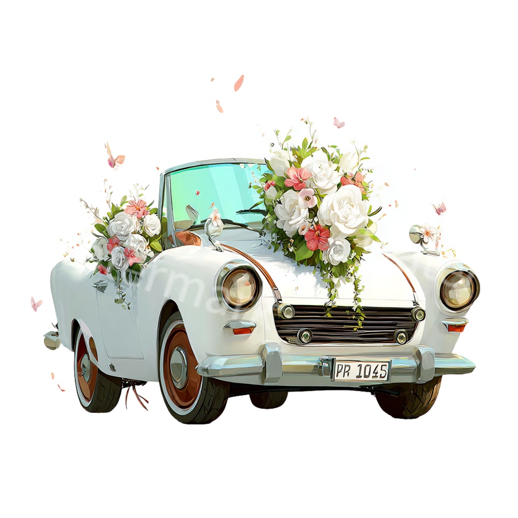 【商用利用OK】ウェディングカークリップアートPNG18点セット|水彩ブライダル素材・ジャンクジャーナル向け