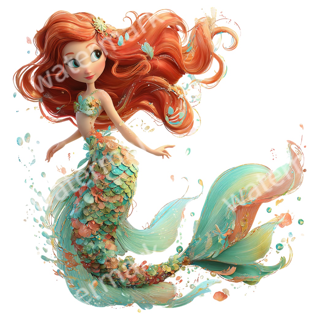 【商用利用OK】人魚クリップアートPNG26点セット|水彩ファンタジー素材・ジャンクジャーナル向け