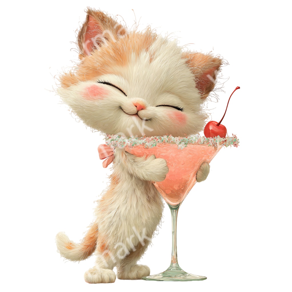 【商用利用OK】かわいいカクテル動物クリップアートPNG39点セット|水彩パステル素材・ジャンクジャーナル向け