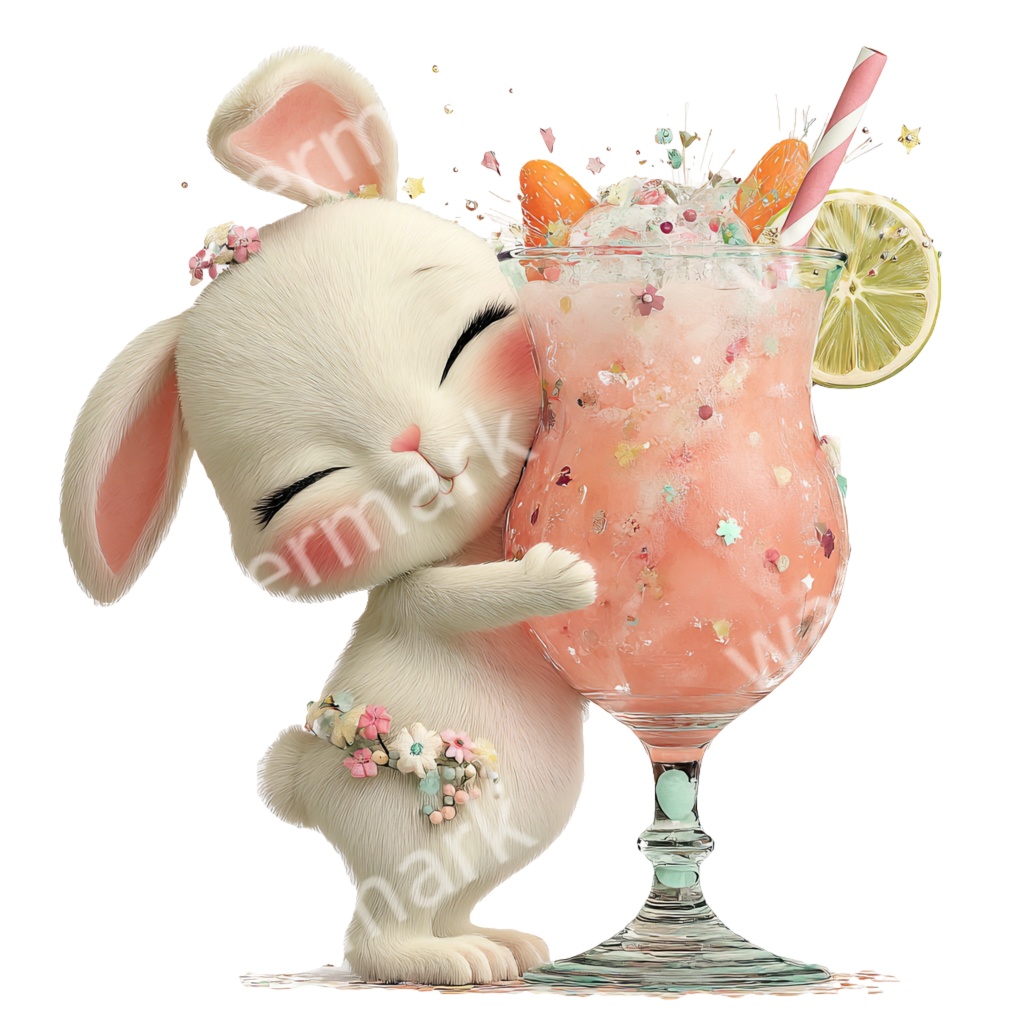 【商用利用OK】かわいいカクテル動物クリップアートPNG39点セット|水彩パステル素材・ジャンクジャーナル向け