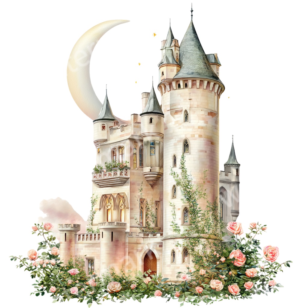 【商用利用OK】ゴシックプリンセス城クリップアートPNG32点セット|ヴィクトリアン・ダークファンタジー素材
