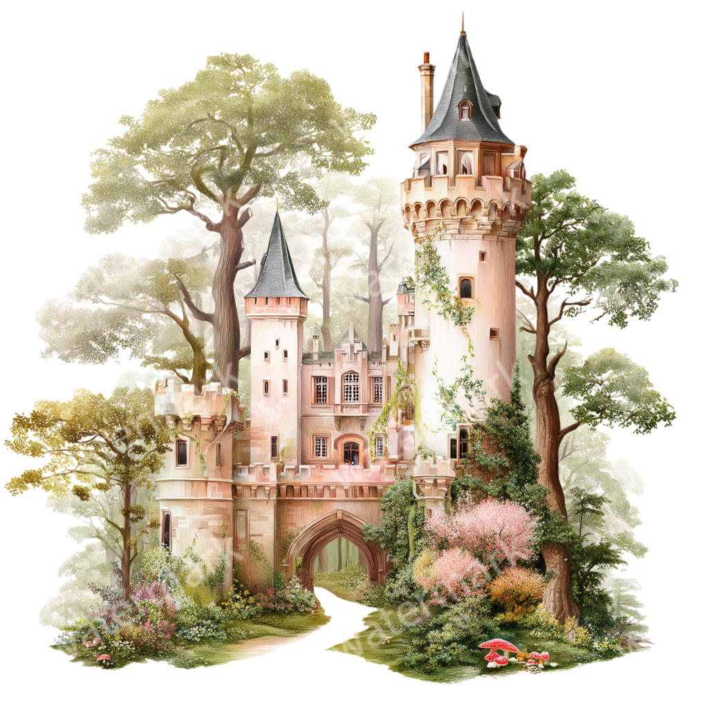 【商用利用OK】ゴシックプリンセス城クリップアートPNG32点セット|ヴィクトリアン・ダークファンタジー素材