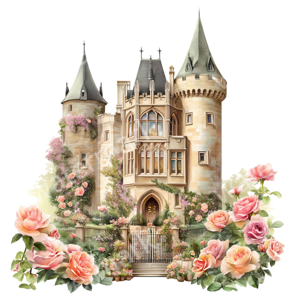 【商用利用OK】ゴシックプリンセス城クリップアートPNG32点セット|ヴィクトリアン・ダークファンタジー素材