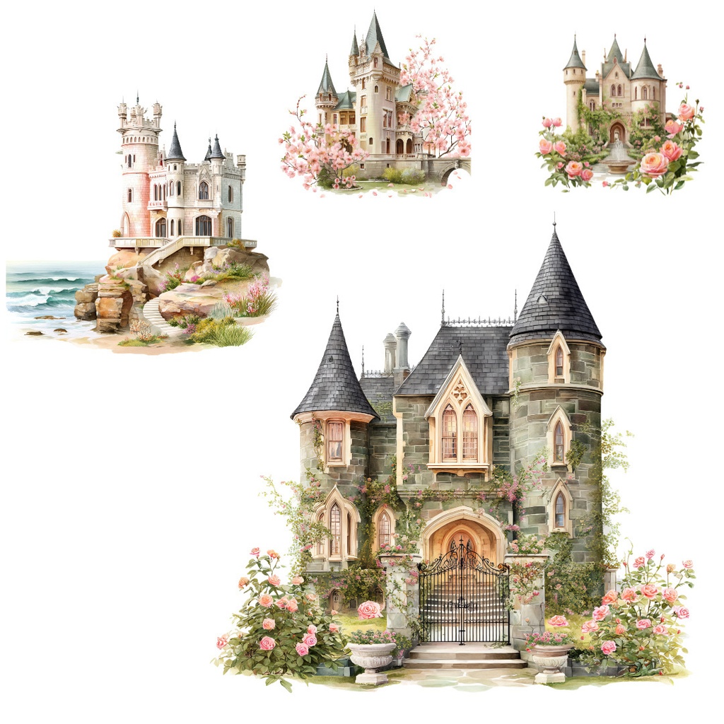 【商用利用OK】ゴシックプリンセス城クリップアートPNG32点セット|ヴィクトリアン・ダークファンタジー素材