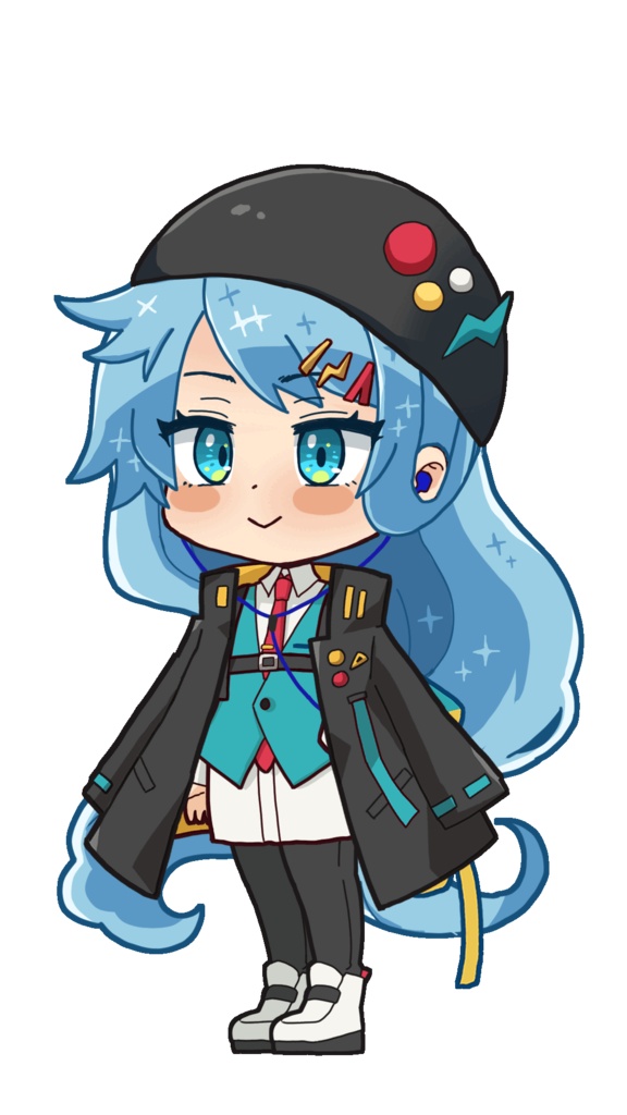 【立ち絵】青髪女の子【表情、短髪差分あり】【SDデータセットあり】
