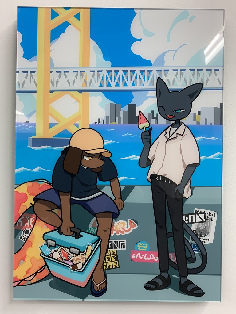 アクリルマウントイラスト作品「いぬのてをかりたい」