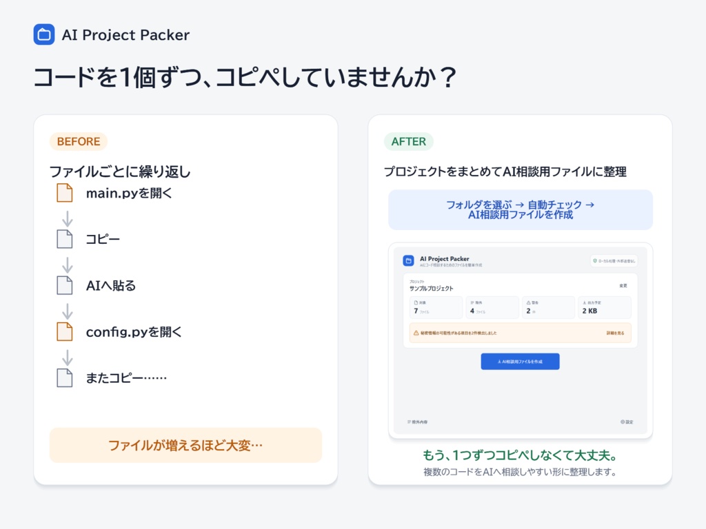 AI Project Packer|AIへのコード相談用ファイルを自動作成【Windows】
