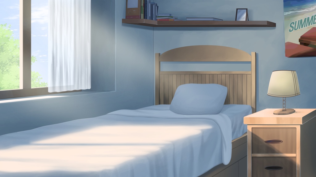Bedroom - Visual Novel Background | 「ベッドルームの背景アセット」