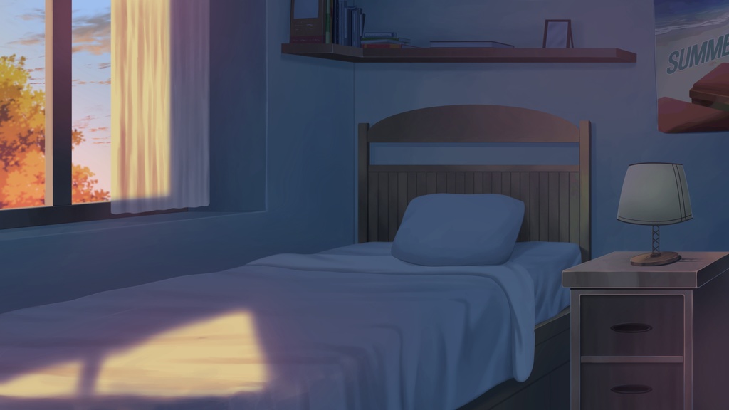 Bedroom - Visual Novel Background | 「ベッドルームの背景アセット」