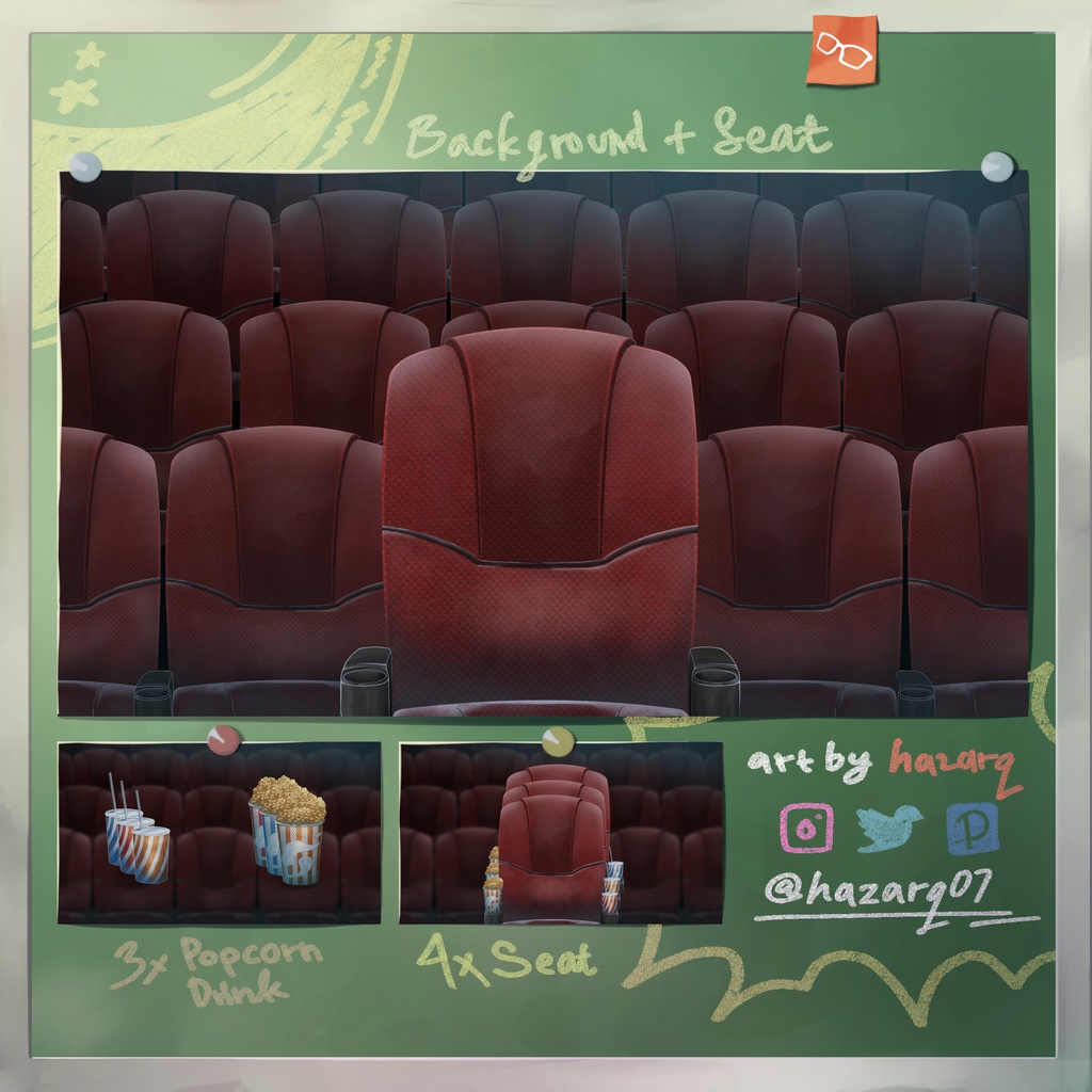 Movie Theater Seats - VTuber Background | 「映画館の座席背景アセット」
