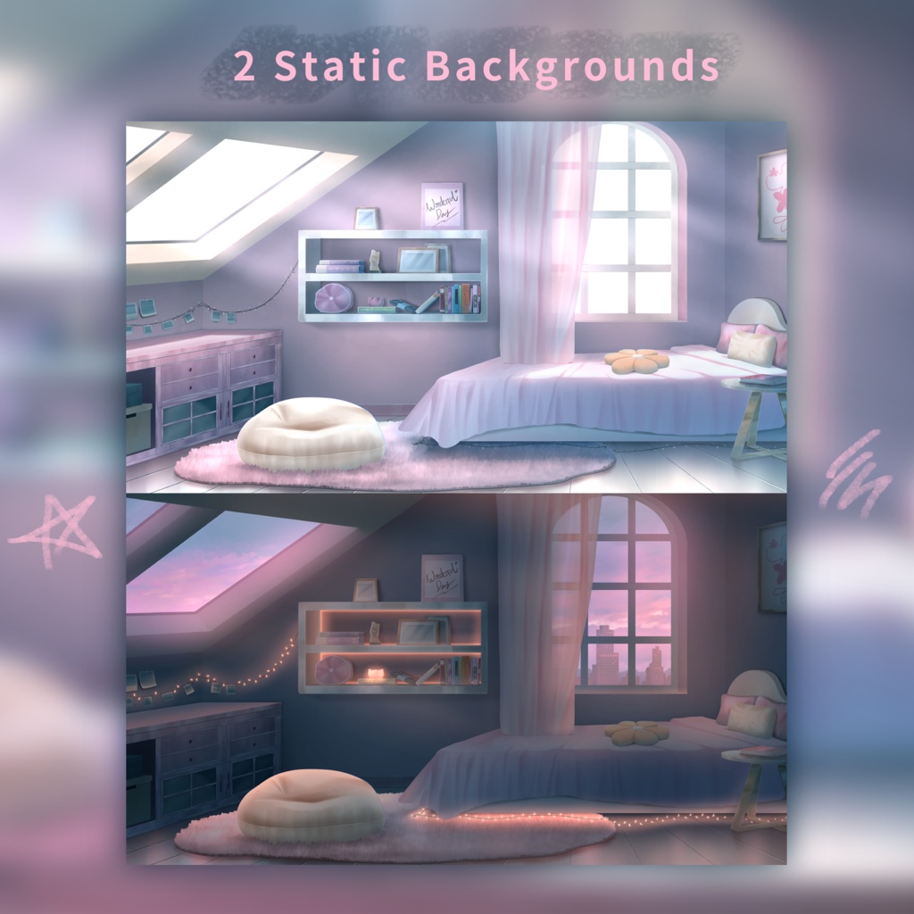 Simple Pink Bedroom - Visual Novel/VTuber Background | 「ピンクのシンプルな寝室 - 背景アセット」