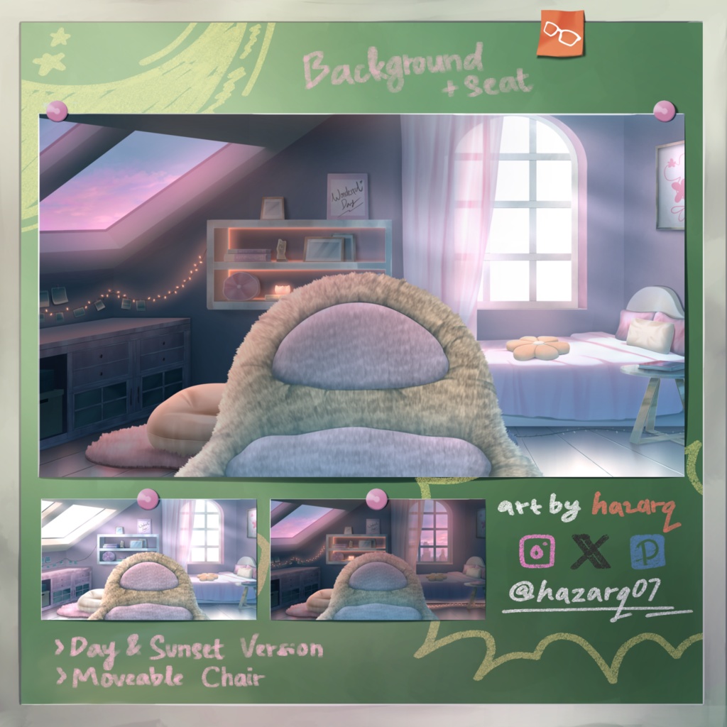Simple Pink Bedroom - Visual Novel/VTuber Background | 「ピンクのシンプルな寝室 - 背景アセット」