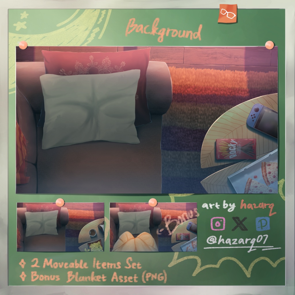 Lying on Sofa - Living Room Visual Novel/VTuber Background | 「ソファに横たわる - リビングルーム背景アセット」