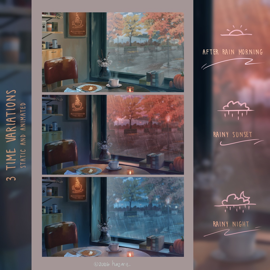Cozy Rainy Autumn - Visual Novel/ VTuber Animated Background (Seamless Loop)