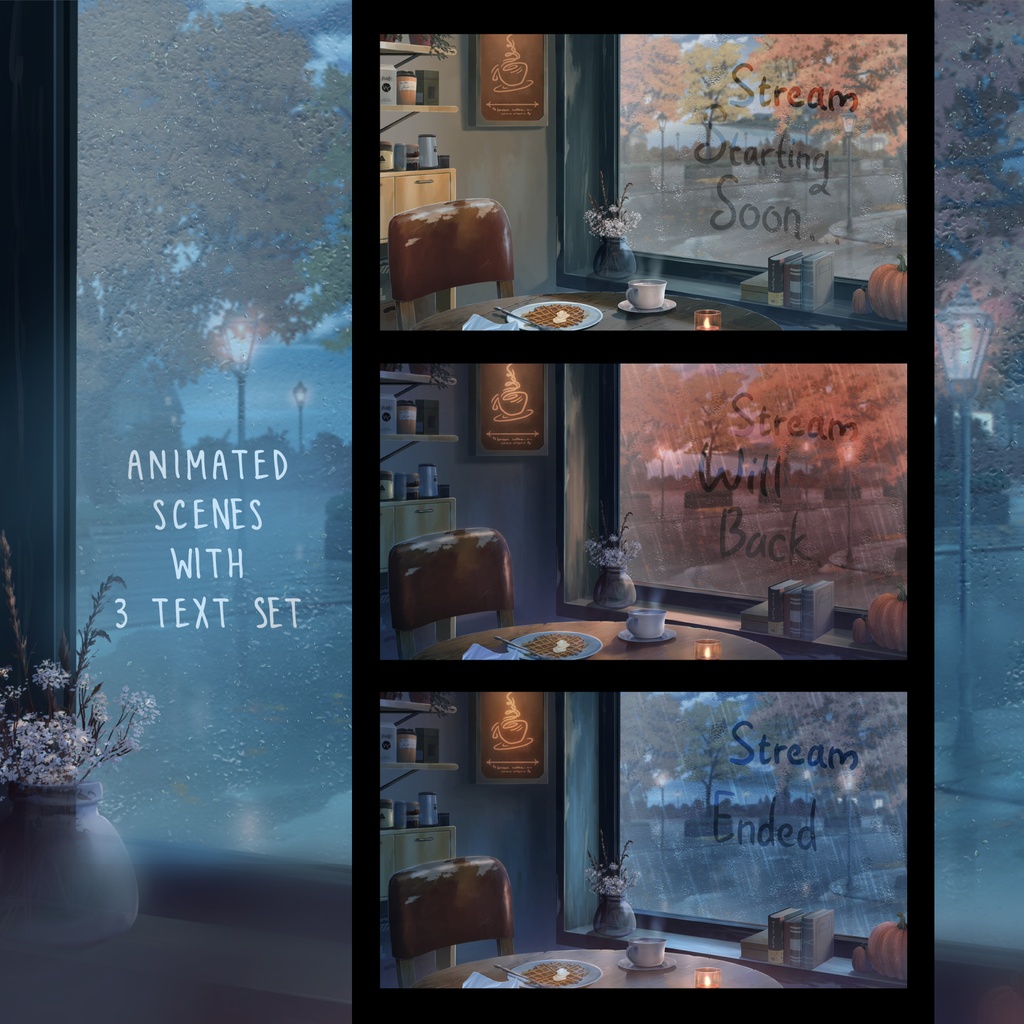 Cozy Rainy Autumn - Visual Novel/ VTuber Animated Background (Seamless Loop)