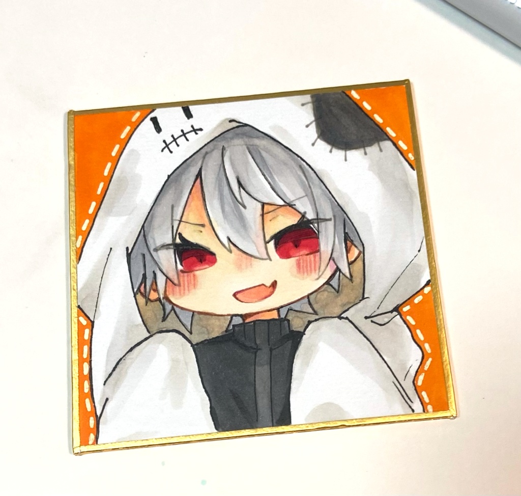 【手描きイラスト】ハロウィン葛葉(豆色紙)