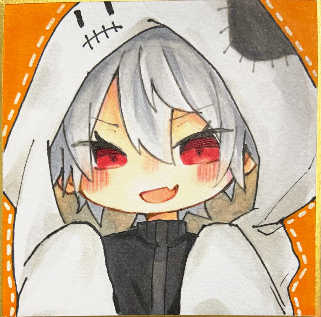 【手描きイラスト】ハロウィン葛葉(豆色紙)