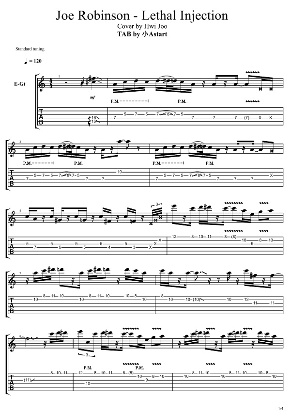 Joe Robinson - Lethal Injection Hwi Joo Cover Ver. [TAB]