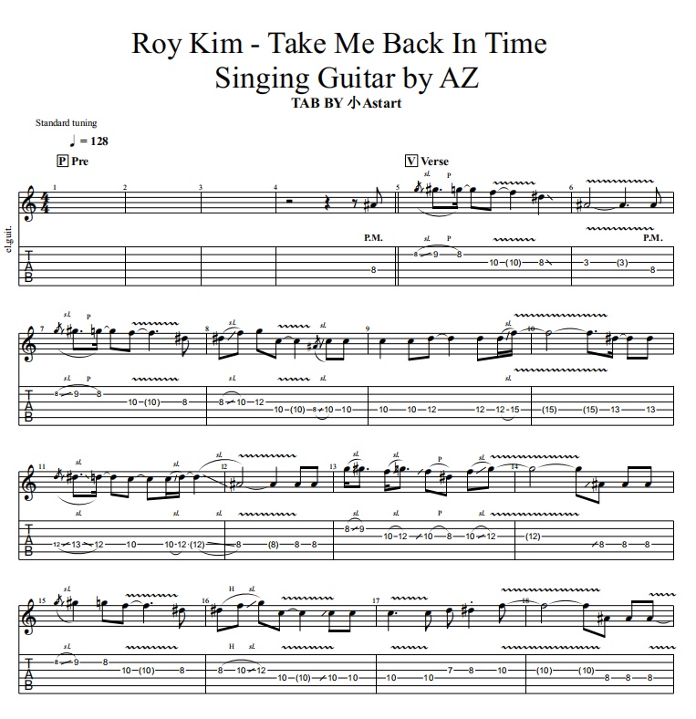 Roy Kim - Take Me Back In Time  Singing Guitar by AZ[TAB]
