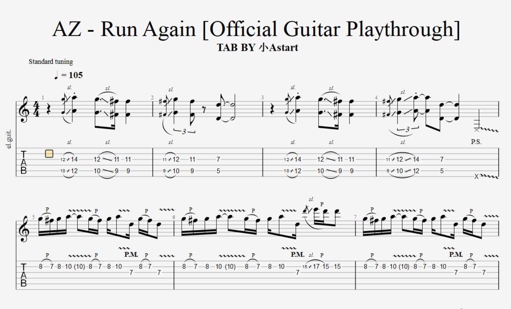 AZ - Run Again [Official Guitar Playthrough][TAB]