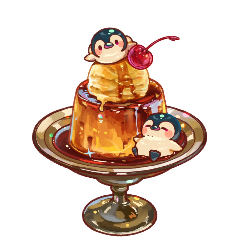 すいすいぷかぷか ぺんぎんさんがくつろぐひんやり固めプリン