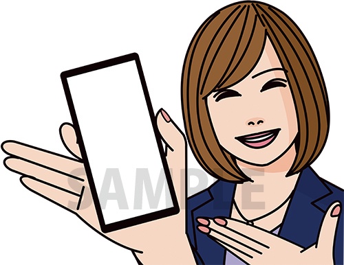 イラスト スマホをかざす女性 うぐいす美術制作堂 販売部 Booth