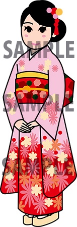 イラスト「振り袖の晴れ着姿の若い女性」