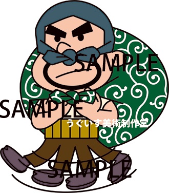 昭和イラスト「泥棒と警官」