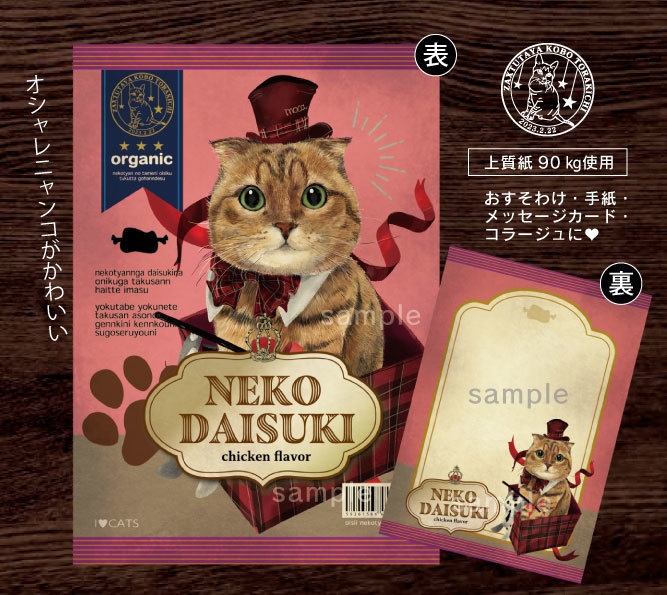 A7サイズ 両面バラメモ⑦オシャレ猫ちゃん(約30枚入)