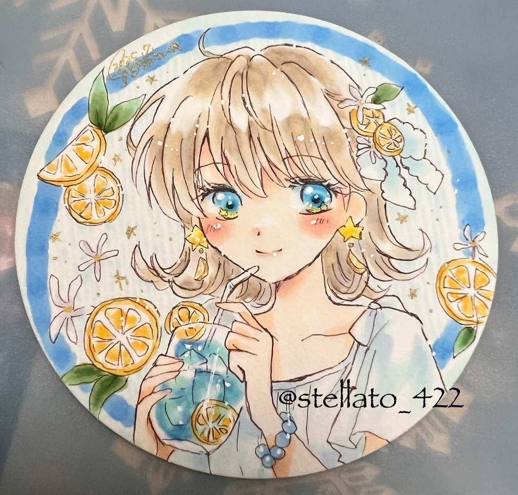 レモンソーダ ＊ ステラ ＊ コースターサイズ ＊ コピック