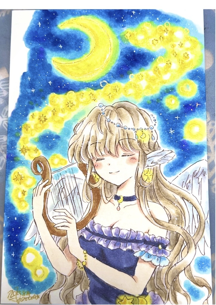 月詠みの天使 ＊ ハガキサイズ ＊ コピック