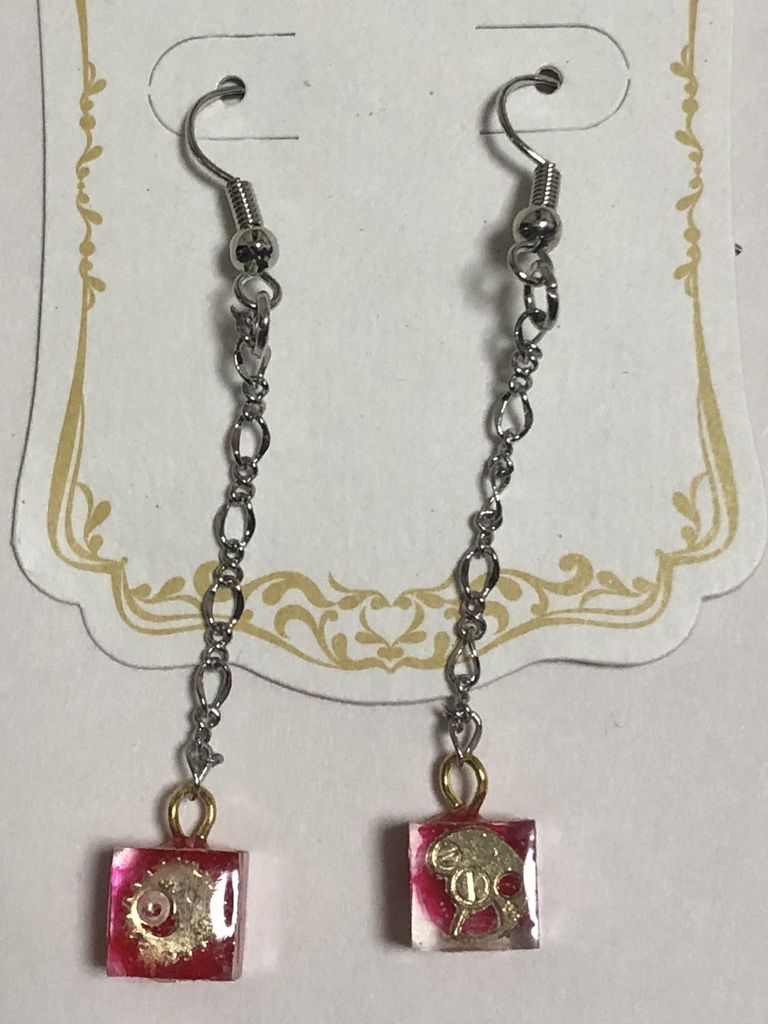 スチームパンク ピアス 赤