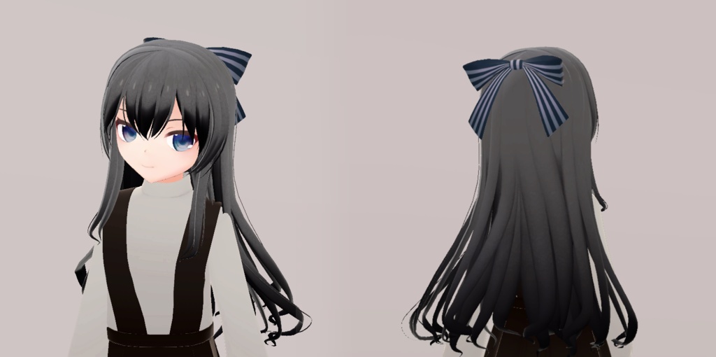 【髪型・衣装】シンプルタートル&ジャンパースカート【FBX】