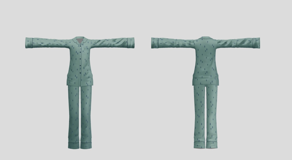 【衣装】シンプルパジャマ【FBX】