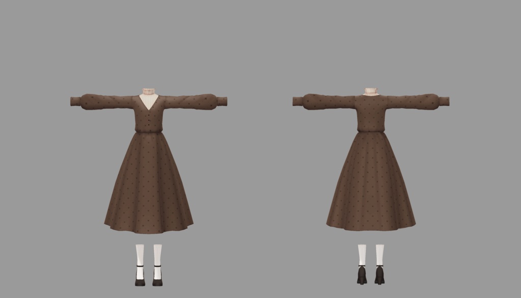 【衣装】Vネックワンピ【FBX】