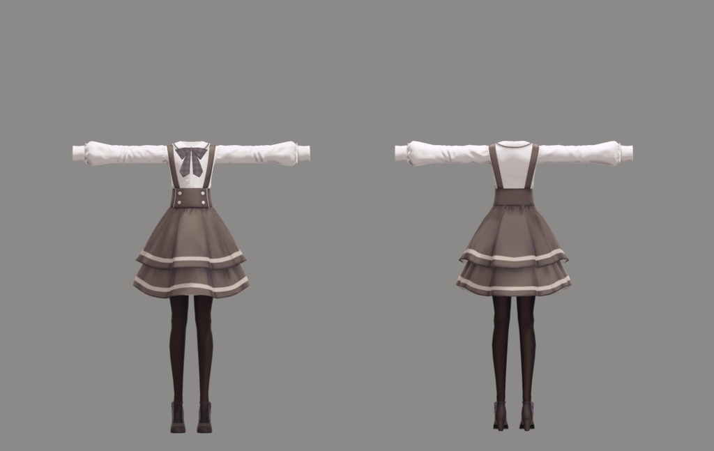 【衣装】ティアードサスペンダースカート【FBX】