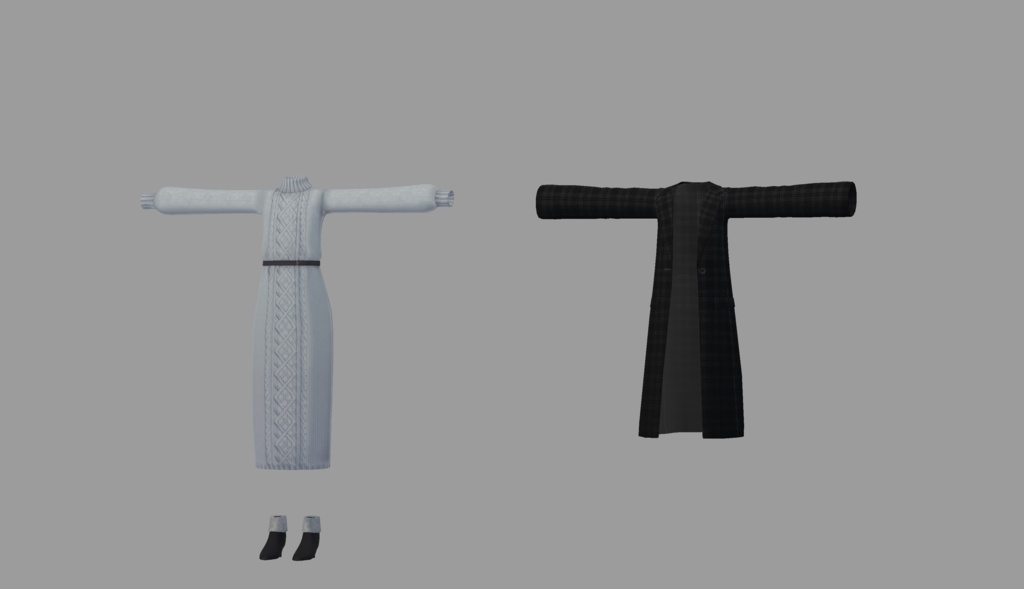 【衣装】チェスターコート&ニットワンピース【FBX】
