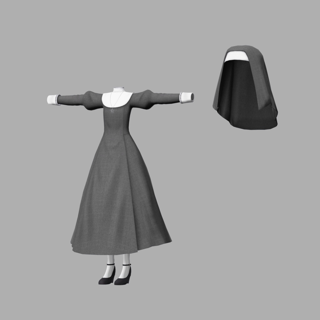 【衣装】ヴェールシスターワンピ【FBX】