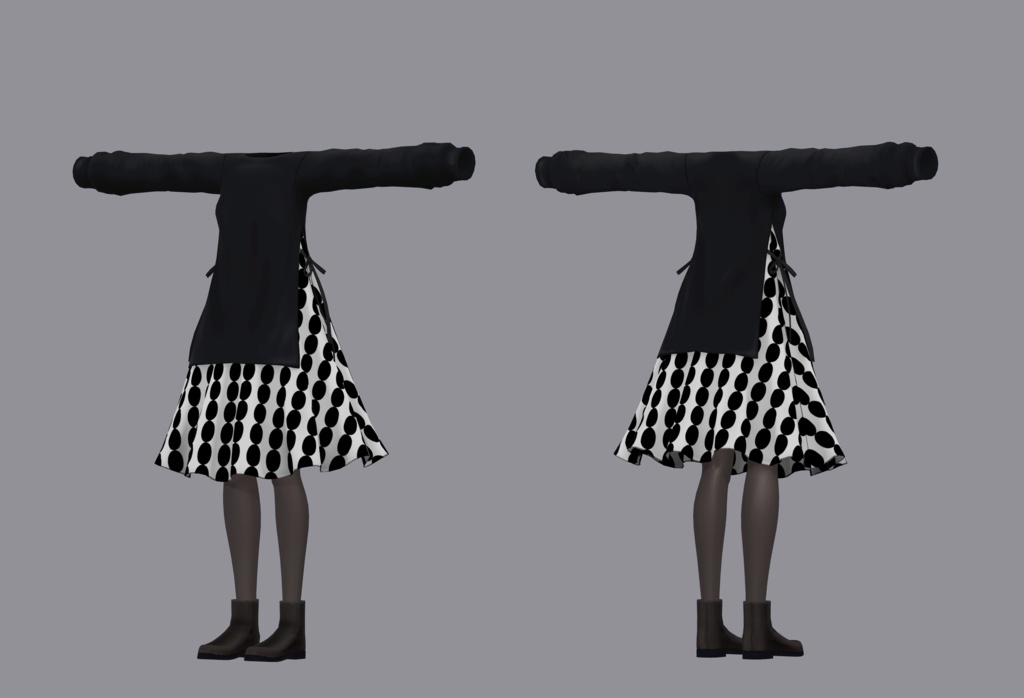 【衣装】重ね着風ギャザーワンピ(連翹・リディv2対応)【FBX】