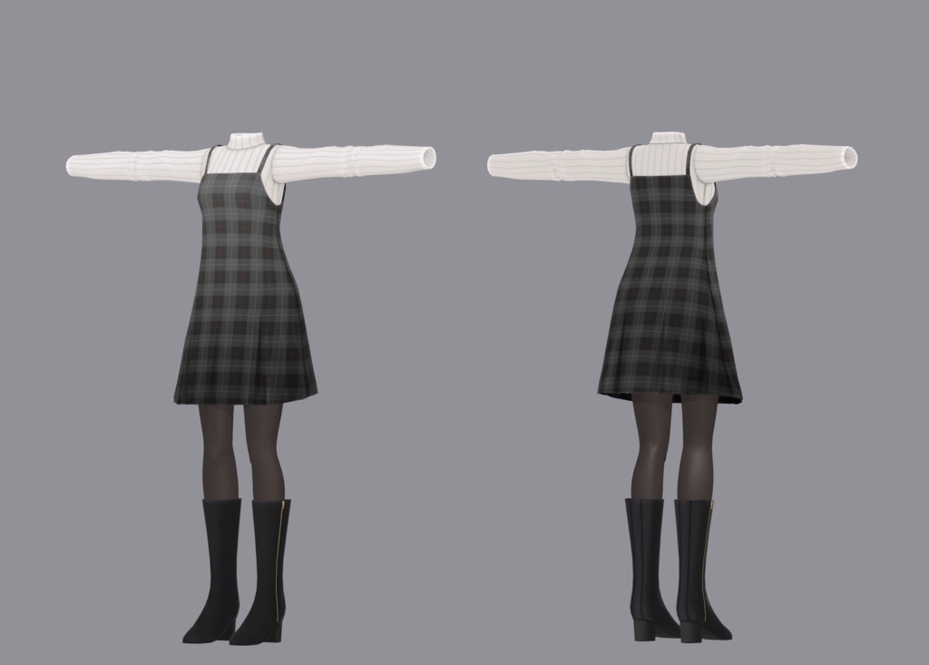 【衣装】タートル&ジャンパースカート(連翹・リディv2対応)【FBX】